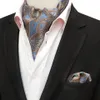 Linbaiway Men Suits Ascot Tie tie for Man Cravat ties Clorkerchief Floral Paisley Pocket Square Wedding Logo Neck2942