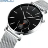 Nouvelle mode Simple hommes montre CRRJU conception Unique noir montres à Quartz décontractées hommes de luxe affaires montre-bracelet Zegarek Meskie264Y