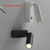 벽 램프 미니멀리스트 LED 벽 램프 독서 조명 침실 호텔 나이트 북 램프 조절 가능한 로타이온 벽 라이트 5W LED 스포트라이트