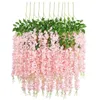 Decorazioni di nozze Fiori artificiali Seta Glicine Vite Fiore appeso per giardino Floreale Fai da te Soggiorno Ufficio Decor4559421