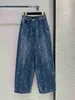 패션 디자인 하이 허리 와이드 다리 청바지 여성 세탁 파란색 스트리트웨어 빈티지 느슨한 캐주얼 데님 바지