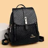 Factory outlet ladies shoulder bag large-capacity anti-theft buckle student backpack flip vertical fashion woven handbag outdoor travel black leisure backpack 018#