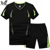 Herrspårspualiteter plus storlek 7xl 8xl 9xl Summer Leisure Short Sleeved Athletic Wear Mens Fitness Running Sweatshirt+Pants Athletic Set J240305