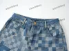 Xinxinbuy Mannen Designer Jasje Plaid Mozaïek Brief Jacquard Stof Denim Sets Lange Mouwen Vrouwen Rood Zwart Blauw Bruin XS-2XL