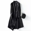 Skórzanie damskie 2024 Oryginalna kurtka jesień płaszcz zimowy damskie ubrania koreańskie vintage prawdziwe owcze skórę czarny wiatr