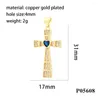 Charms Trendy Gold Plated Inlaid Zircon Heart Cross Pendant Necklace Bracelet Jewelry Making Supplies DIY Accessories Wholesale