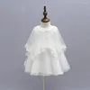 Robes de baptême pour filles, vêtements pour bébés de 1 an, fête d'anniversaire pour enfants, robe avec chapeau et Cape