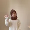 Ensemble écharpe et chapeau d'hiver pour garçons et enfants, bonnet tricoté en peluche avec housses de Protection des oreilles chaudes