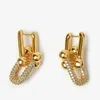 BEAUTODAY Earring Women 18K Gold Plated Brass Zircon Metal Pellet Vachette Clasp Ladies Jewelry Accessories Handmade 93522 240305