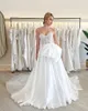 Elegant Plus Size A Line Wedding Dresses for Bride Sweetheart Beaded Pearls Big Bow Knot Pleats Tiered Court Train Bridal Gowns for Wedding Party Custom Made