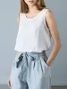 Camis Women's Blouses Cotton and Linen Sleeveless Tops Shirt Female O Neck Summer Solid Green Tunic Blouse Basic Women