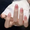 Накладные ногти кошачий глаз французский модный носимый маникюр искусственные ногти кончики ногтей средней длины с квадратной головкой для женщин