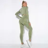 Женские спортивные костюмы Oulyan комплект для фитнеса с высокой талией для бега и упражнений для ног с плоским дном, бесшовная спортивная одежда для йоги, спортивная одежда, укороченный топ с длинными рукавами J240305