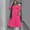 Robes SOMO grande taille femmes robe mode été décontracté couleur unie Uneck à manches courtes en vrac longue robe plissée en gros livraison directe