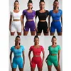 Women's Tracksuits 25 piece seamless yoga set sports and fitness high waist and hip lifting pants short sleeved set sports and fitness leg set J240305