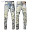 Herenjeans Paars Heren Designer Distressed Black Ripped Biker Slim Fit Motorcycle Bikers Broek voor heren Modeontwerp Streetwear Maat 29-40.240305