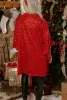 Camicia Camicie con paillettes per le donne Festa di Natale Moda Camicie con maniche a pipistrello irregolari Bloule Donna Casual Loose Street Blusa Top Rosso