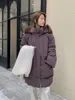 Löstagbar päls krage lång down jacka, vinterhögen trendig varm kappa för kvinnor