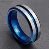 Band Rings TIGRADE 8mm Men Black Tungsten Caide Ring Thin Blue Line Wedding Band Vintage Men Jewelry Anime Anel Masculino Aneis Size 6-15 L240305