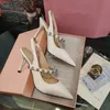 Kvalitet klackar sandaler slingbacks höga klackar borstade läder sandaler skor för kvinnor slingback pumpar skor lady party bröllop designer skor klädskor