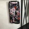 Slim Shirt Slit Half Skirt Women Flower Printing Crop Tops High Waist Hip Wrap Half Skirt T Shirt Skirt 2 Piece Set