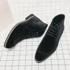 Sapatos de vestido masculino na moda apontou toe lace-up resistente ao desgaste botas antiderrapantes inteligentes casuais homens homens couro original