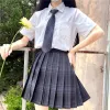 Klänningar japansk stil kvinnor jk kjolar hög midja elever skol uniform veckad aline mini pläd Haruku tennis preppy kjolar kvinna