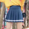 skirt 2023 School Girls Pleated Skirt Student Wear Shirt Skirt Dress with Stripe Korean Fashion Clothing Pink White Black Blue Colors