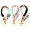 Keychains Wristlet Keychain Bracelet Silicone Beads Keyring Handmade Womens Key Holder Wrist Strap Gifts215u