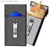 Briquets USB chargeant la lampe à cigares à double arc ultra-mince pour femmes 2-en-1 charge étanche peut accueillir 20 boîtes à cigares Q240305