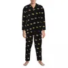 Мужская одежда для сна в красочный горошек и полоску, весенняя элегантная одежда с современным принтом, винтажный пижамный комплект большого размера с длинными рукавами, ночная рубашка с графикой для сна