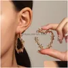 Pendientes de aro Huggie Neo gótico Alambre de púas Corazón con espina espinosa negra Aros grandes Earing Punk Y2K Joyería Drop Entrega DHBSV