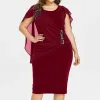 Jurk Plus Size 5XL Bodycon Kokerjurk voor Dames 2023 Lente Zomer Chiffon Mantel Formele Jurk Grote Maat Avondjurken Gewaad