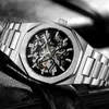 Armbanduhren FORSINING Automatische mechanische Männer Armbanduhr Militär Armee Sport Männliche Uhr Top Silber Skelett Mann Uhr 8198