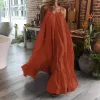 Vestido feminino camisola oversized maxi vestidos verão casual cinta de espaguete solto sem costas grande balanço vestido feminino sólido floorlength robe