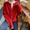 Cardigans outono moda coreana elegante suéteres 90s cardigan o pescoço roxo cinza y2k solto camisola oversize feminino argyle cardigans 2023