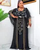 Spring Autumn African Women Half Sleeve Black Red Dark Blue Polyester Long Dress Robes kläder för 240226