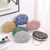 Green Small Womens Handbags Luxury Designers Round Crossbody Bag Crystal Clutch Party Wallets for Weddings Diamond 240223