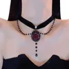 Collier ras du cou Vintage Double couche réglable, pendentif fleur de Rose, collier élégant, bijoux chaîne courte