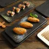 Assiettes de luxe en céramique sous glaçure, assiette rectangulaire plate japonaise pour Sushi BBQ, Restaurant créatif Dim Sum gâteau dîner