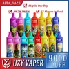 VAPER 9000 Pufs Puff 9000 9K Tek Kullanımlık Yeni! Orijinal Uzy E-Cigartes Özellikleri Örgü Bobin 18ml Teslim edilebilir Vapes Kalem Tornado 9000 0 2 3 5% Şarj Edilebilir 850mAh RGB