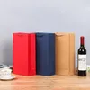 Decorações de natal embalagem de presente saco de vinho tinto garrafa única/dupla champanhe bebidas transportadora papel kraft bolsa festa