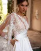 Vestidos de noiva sexy bohemia vintage A-line renda backless bridal gwswith apliques strap ribbon Princess Bride Dress