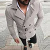 Giacche da uomo Giacca da uomo Slim Fit Abito a maniche lunghe Top Trench Capispalla in lana con cappuccio Autunno Inverno Bottoni caldi