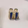 Hoop Earrings Luxury Baguette Geometry Colorful Cubic Zironium Engagement Dubai Naija Bridal Jewelry Addiction E10287 E1110