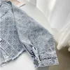 Kvinnorjackor Jackor Spring Autumn Ins Brodery Rhinestone Denim Coat Slimming Joans Women SemeVes Fashion 240305