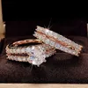 Band Rings Huitan Tren Hollow Set Rings Full Bling Iced Out Cz Stone Luxury Women Wedding Compling Rings 2pcs مجموعة مجوهرات قطرة الشحن L240305