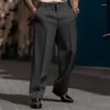 メンズスーツオールヤナップカジュアルスーツパンツ男性2024スプリングマルチボタンミッドウエストファッションストレートズボンビジネスコンフォートルーズパンツ