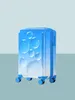 Suitcases Net Red Gradient Blue Bubble Luggage Double-layer Transparent PC Shell 20 Inch Cabin Box Universal Wheel Combination Lock