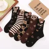 Women Socks 5 Pairs Women's Autumn/winter Feather Yarn Cartoon Bear Thermal Stocks Versatile Cute Mid Tube For